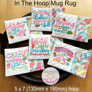 Sewing Mug Rug In The Hoop Design Set