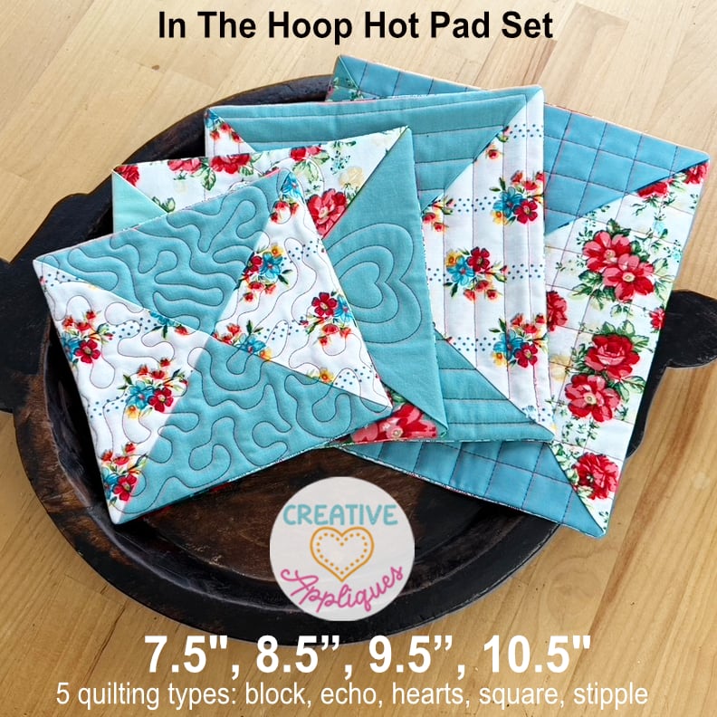 Diagonal 5 Fabric Hot Pads In the Hoop Design - Image 1