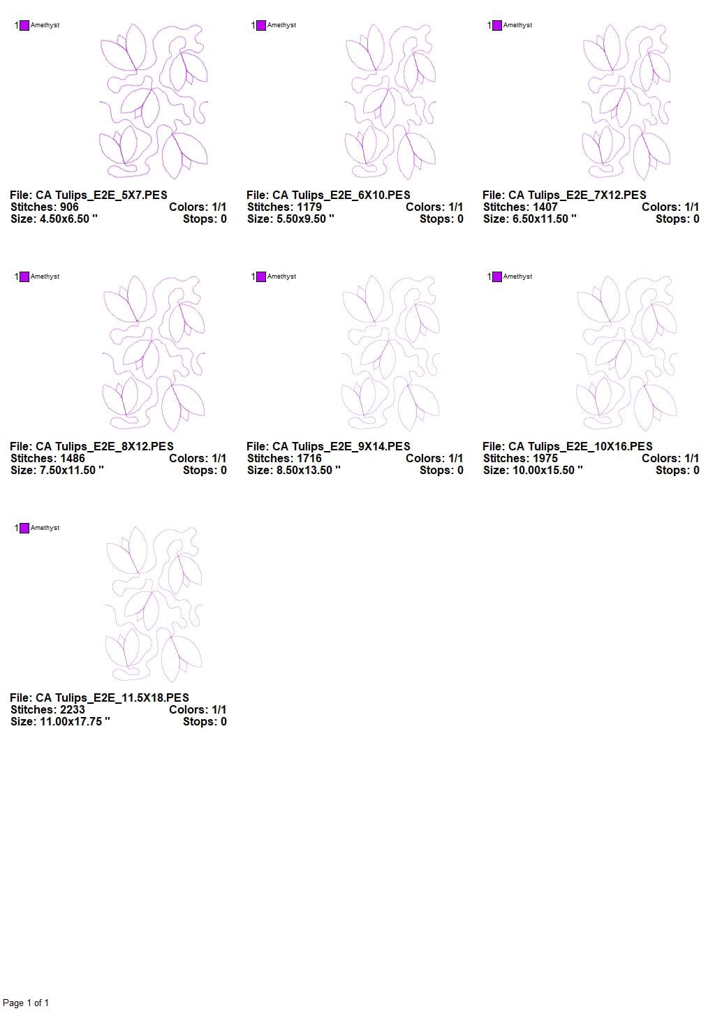 Tulips Edge to Edge Embroidery Design - Image 2