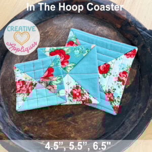 Diagonal 5 Fabric Coasters in the hoop design