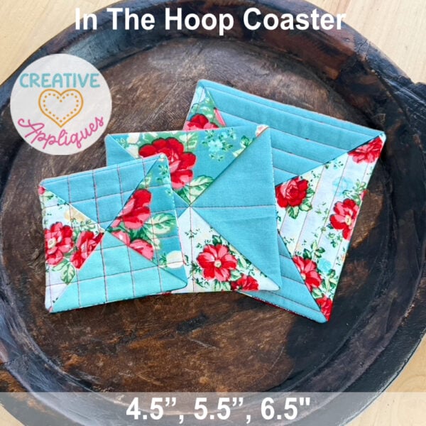 Diagonal 5 Fabric Coasters in the hoop design
