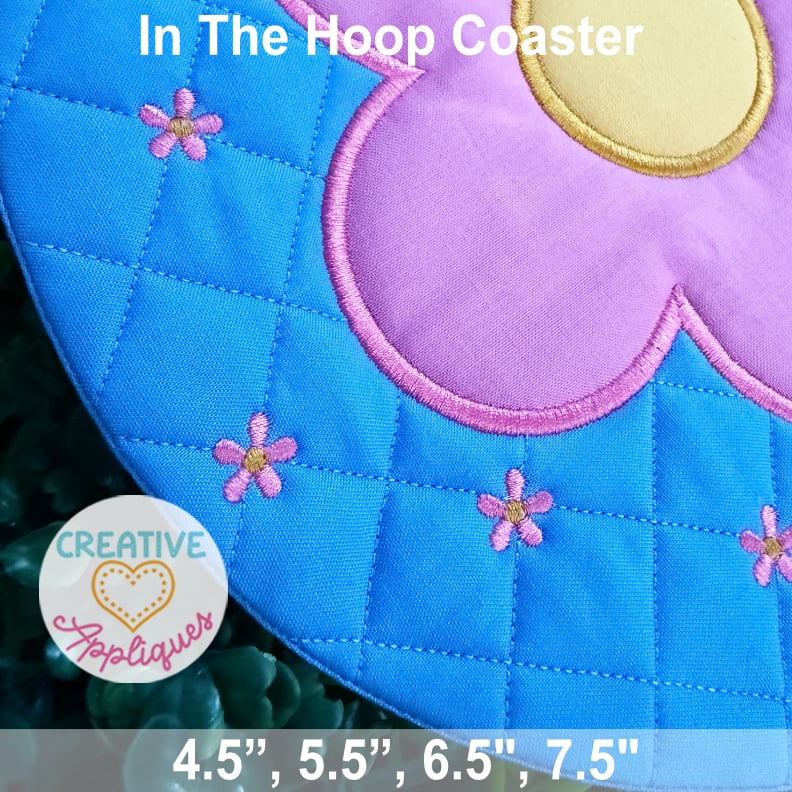 Flowers Round Coasters in the hoop design - Image 2