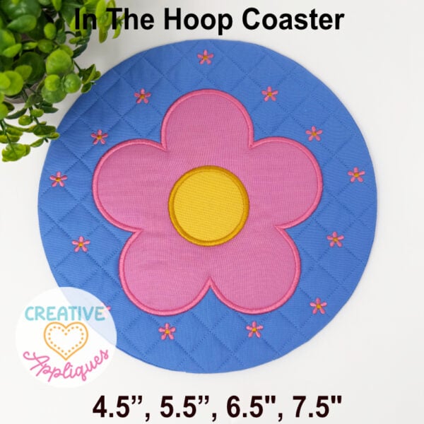 Flowers Round Coasters in the hoop design