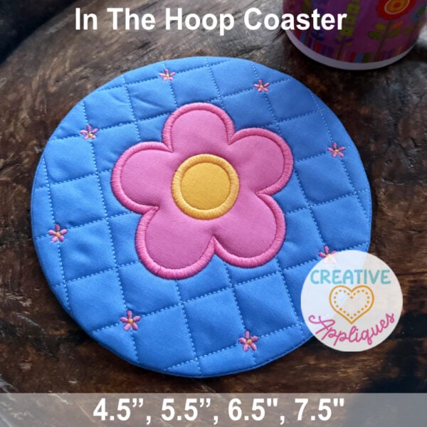 Flowers Round Coasters in the hoop design