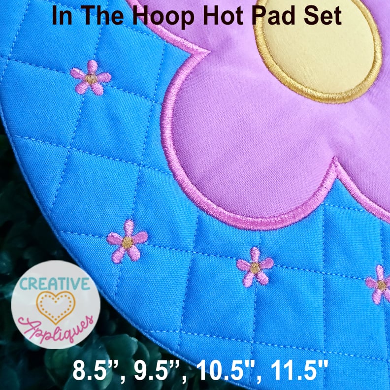 Flowers Round Hot Pads In the Hoop Design - Image 2