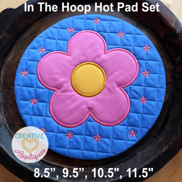 Flowers Round Hot Pads In the Hoop Design