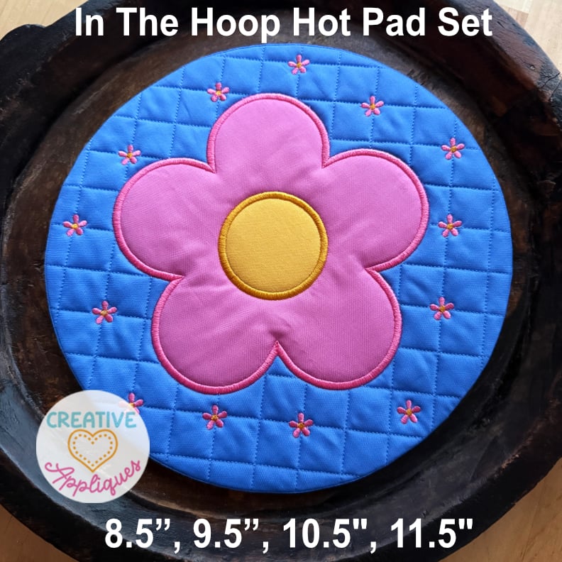 Flowers Round Hot Pads In the Hoop Design - Image 1