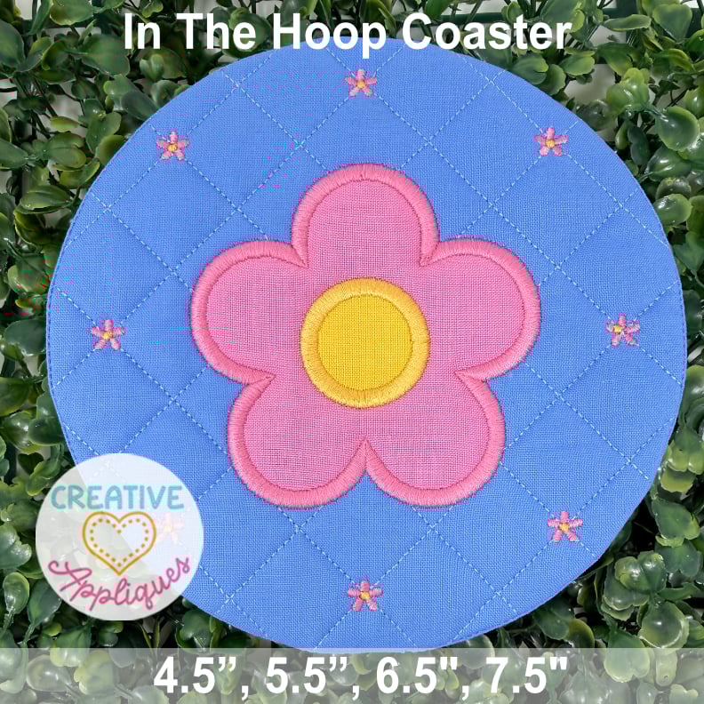 Flowers Round Coasters in the hoop design - Image 3