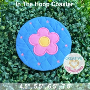 Flowers Round Coasters in the hoop design