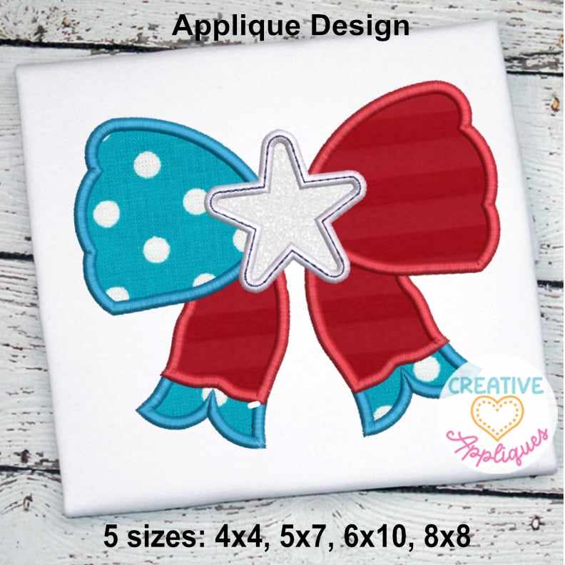 Patriotic Bow Applique Design