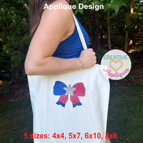 Zigzag Stitch Patriotic Bow Applique Design