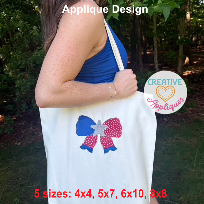 Zigzag Stitch Patriotic Bow Applique Design - Image 4