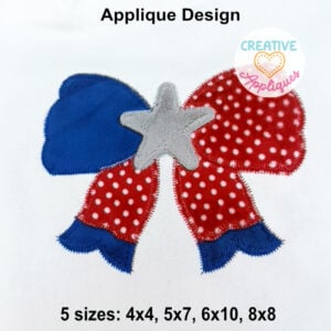 Zigzag Stitch Patriotic Bow Applique Design