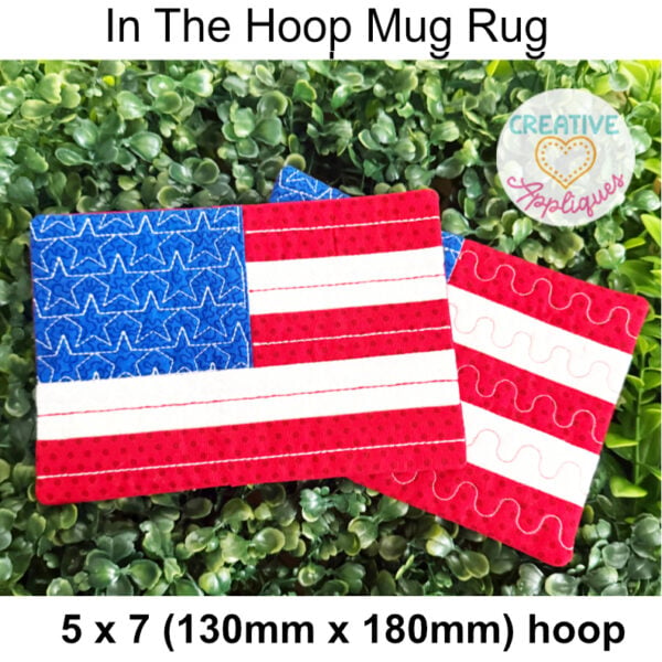 Flag Mug Rug In the Hoop Design