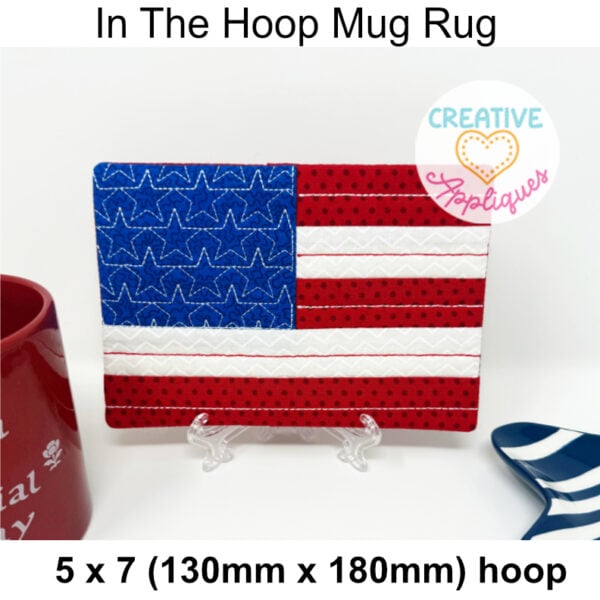 Flag Mug Rug In the Hoop Design
