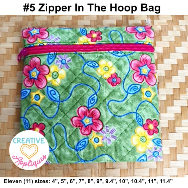 #5 Square Zipper Bag In The Hoop Design
