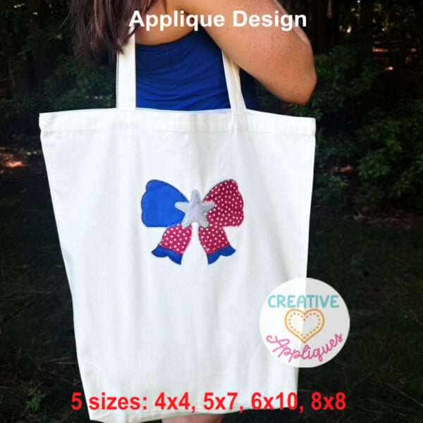 Zigzag Stitch Patriotic Bow Applique Design