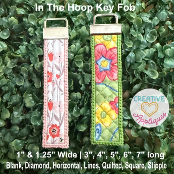 Satin Flat Key Fob Set In The Hoop Design