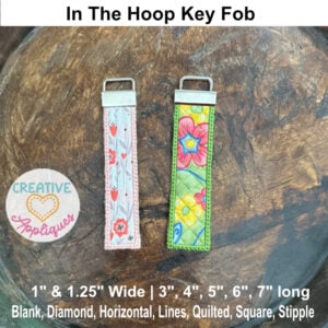 Satin Flat Key Fob Set In The Hoop Design