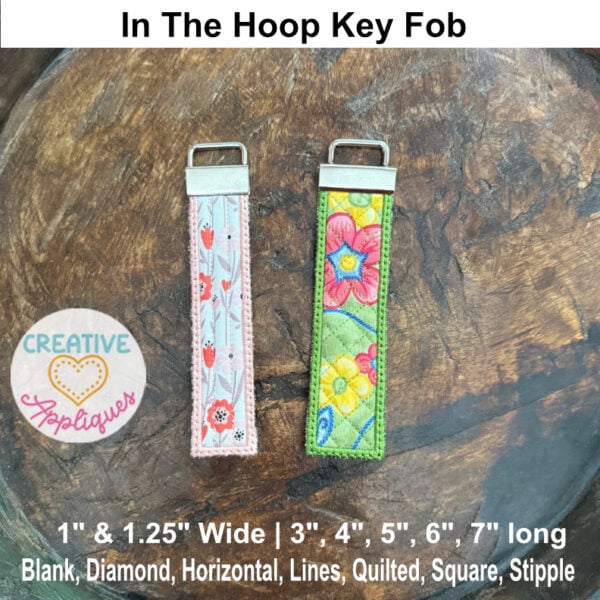 Satin Flat Key Fob Set In The Hoop Design