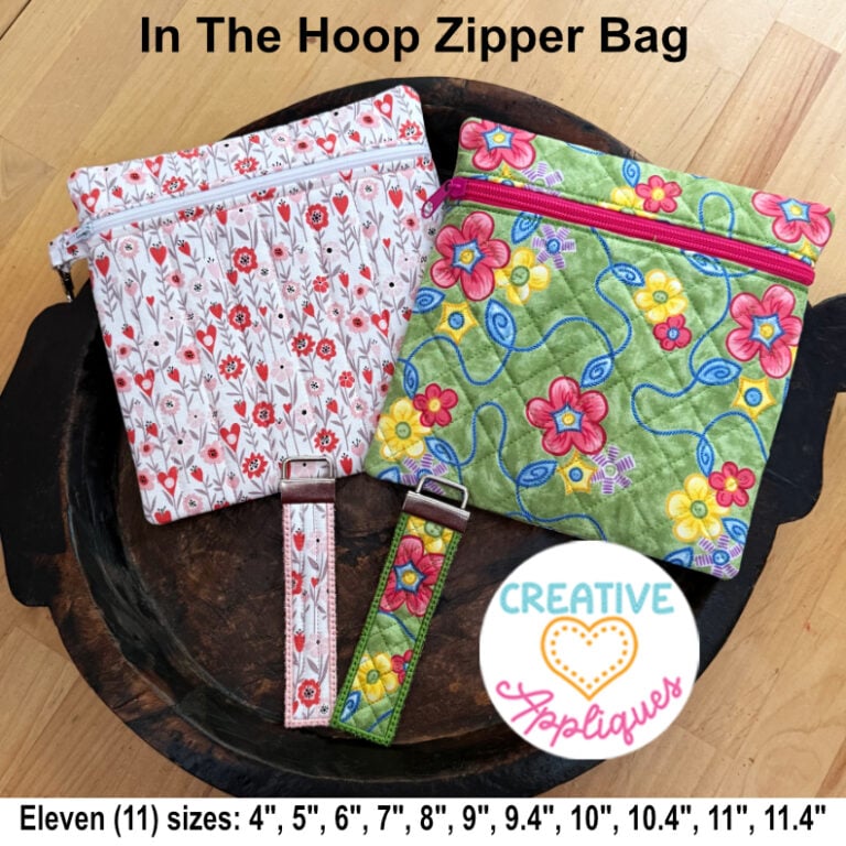 Square Zipper Bag In The Hoop & Key Fob