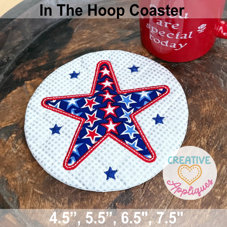 Stars Round Coasters In the Hoop Design - Image 1