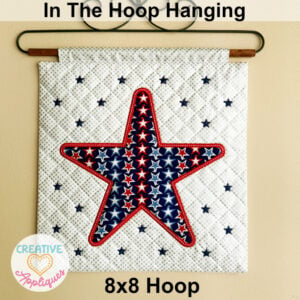Stars Mini Hanging Embroidery Design 8x8