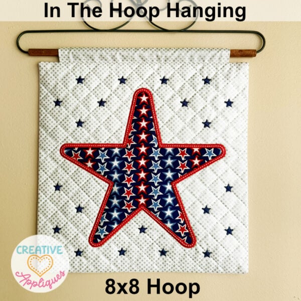 Stars Mini Hanging Embroidery Design 8x8