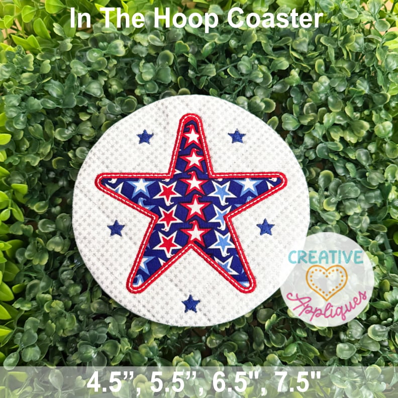 Stars Round Coasters In the Hoop Design - Image 2
