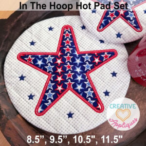 Stars Round Hot Pads In the Hoop Design