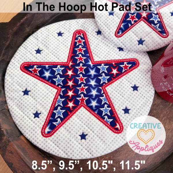 Stars Round Hot Pads In the Hoop Design