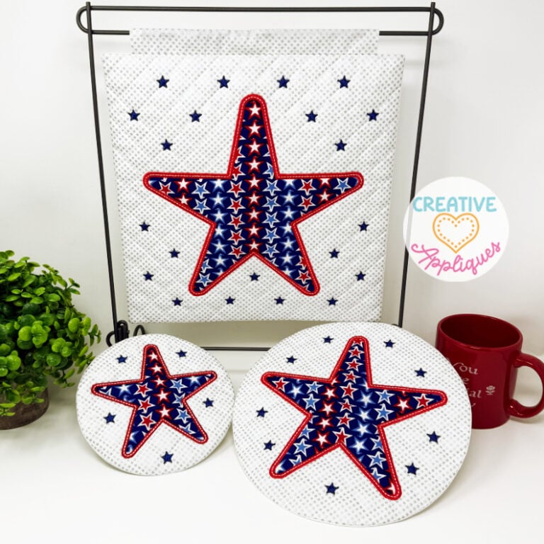 New Lace Stitch Flag, Stars Round Coasters, Hot Pads, and Mini Quilt Hangings