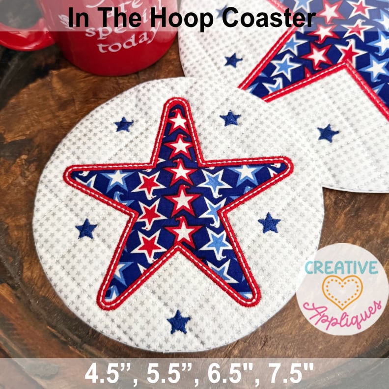 Stars Round Coasters In the Hoop Design - Image 3