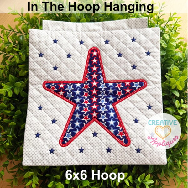 Stars Mini Hanging Embroidery Design 6x6