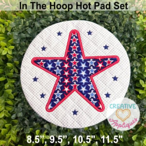 Stars Round Hot Pads In the Hoop Design - Image 2
