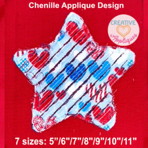 Chenille Star Bean Stitch Applique Design