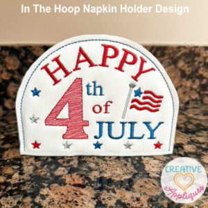 4th of July Bean Napkin Holder Cover ITH Design