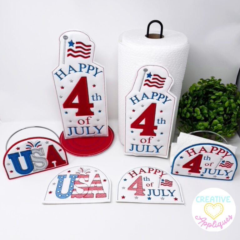 Patriotic Napkin Holder and Paper Towel Holder Covers and banner designs