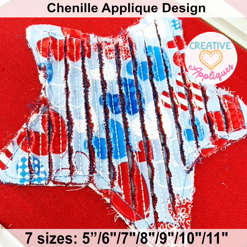 Chenille Star Bean Stitch Applique Design - Image 2