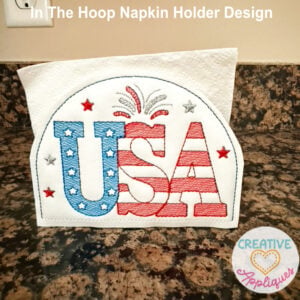 USA Bean Napkin Holder Cover ITH Design
