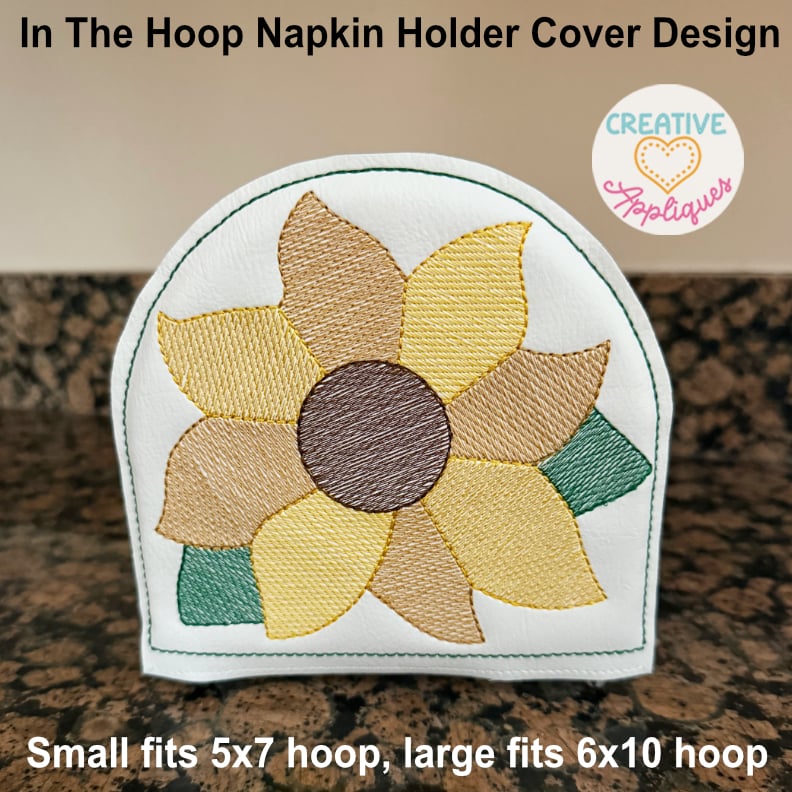 Sunflower Napkin Holder Cover ITH Design - Bean - Image 3