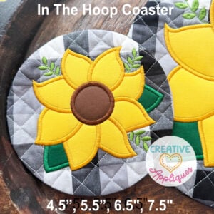 Sunflower Round Coasters In the Hoop Design