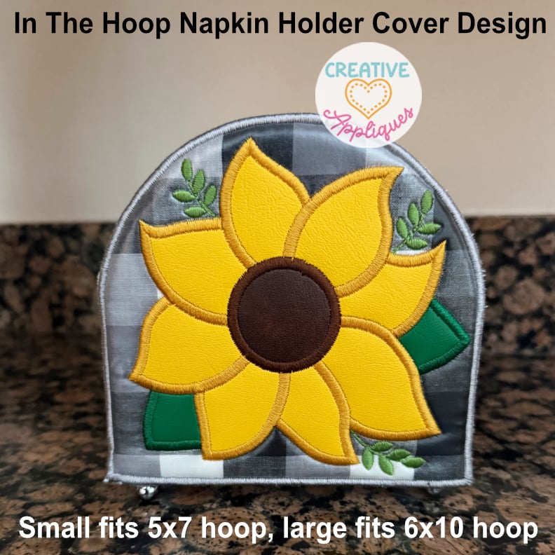 Sunflower Napkin Holder Cover ITH Design - Satin - Image 3