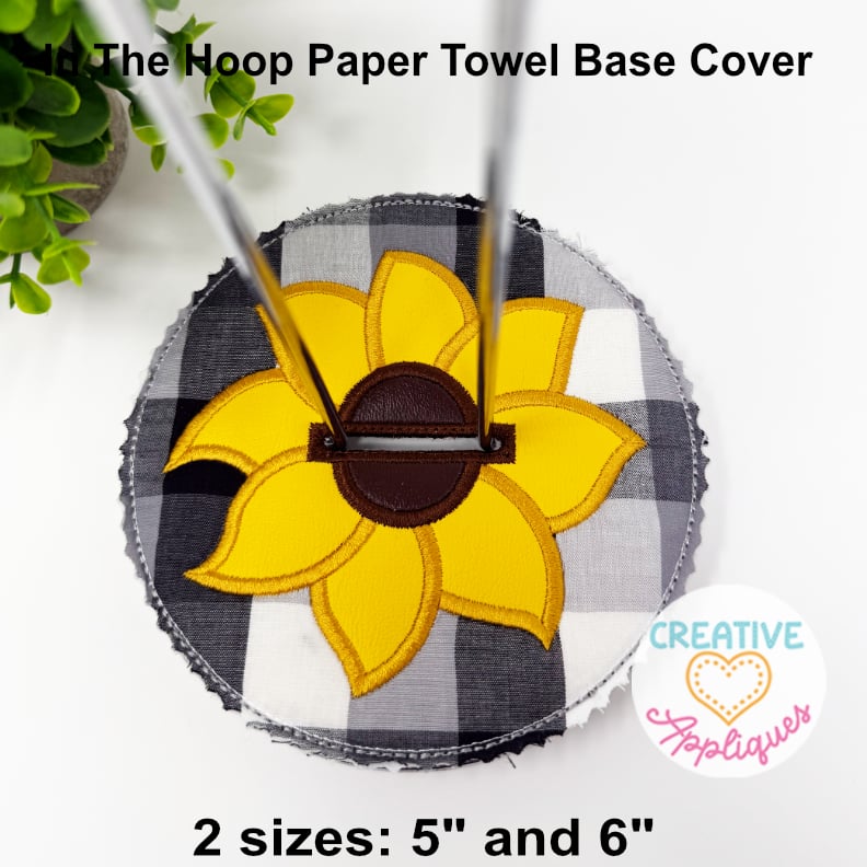 Sunflower Paper Towel Holder Base Cover ITH Design