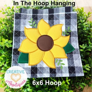 Sunflower Mini Hanging Embroidery Design 6x6