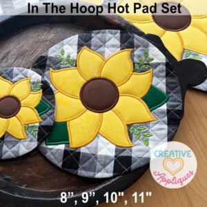 Sunflower Round Hot Pads In the Hoop Design