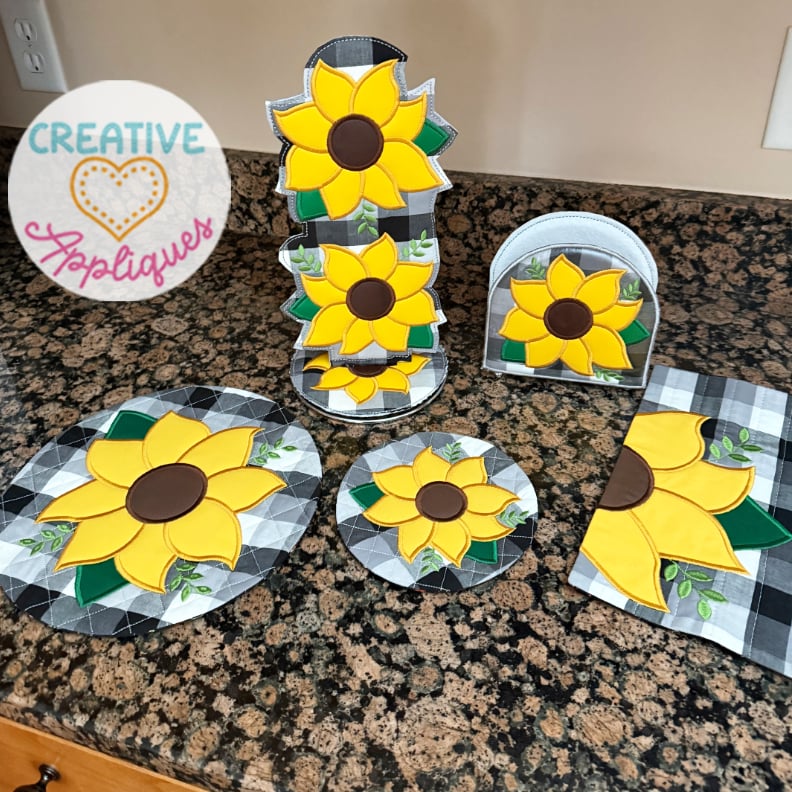 Sunflower Paper Towel Holder Cover ITH Design - Image 3