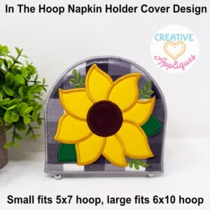 Sunflower Napkin Holder Cover ITH Design - Satin