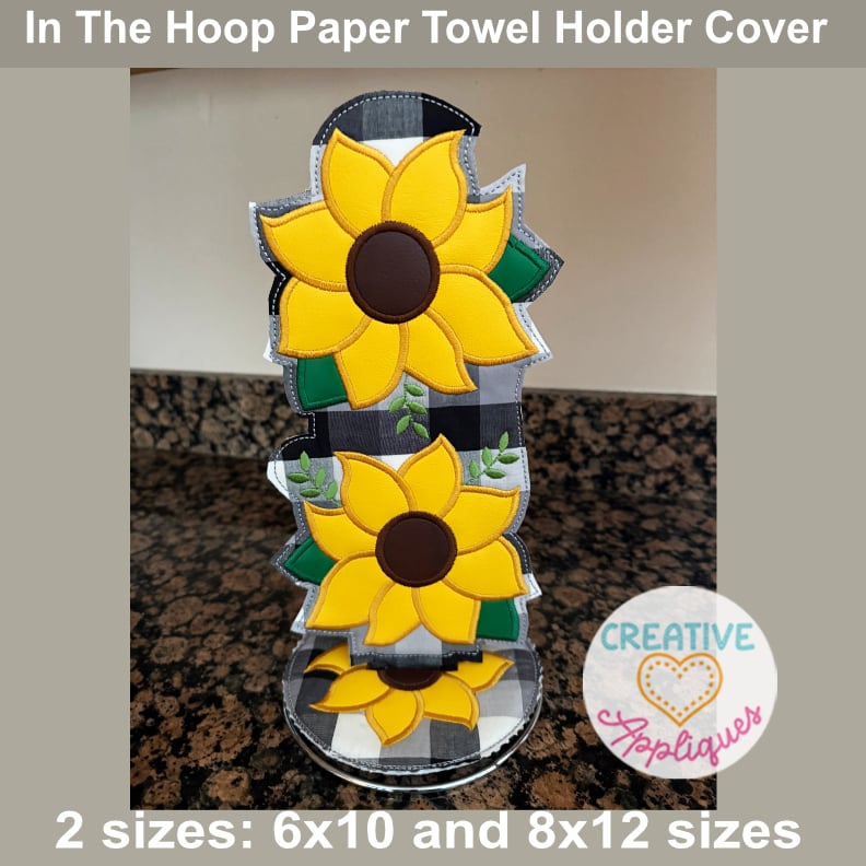 Sunflower Paper Towel Holder Cover ITH Design - Image 2