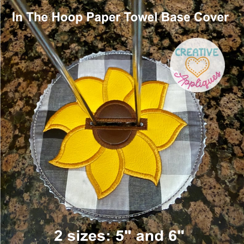 Sunflower Paper Towel Holder Base Cover ITH Design - Image 2